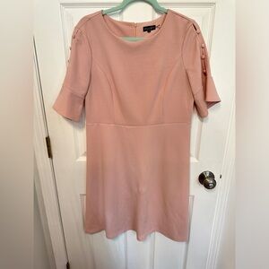 Light pink Peach Velvet dress - office/formal - size 10 - zips - button detail